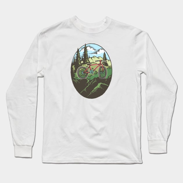 Mountainbike Cycling Tshirt Long Sleeve T-Shirt by evergreen_brand